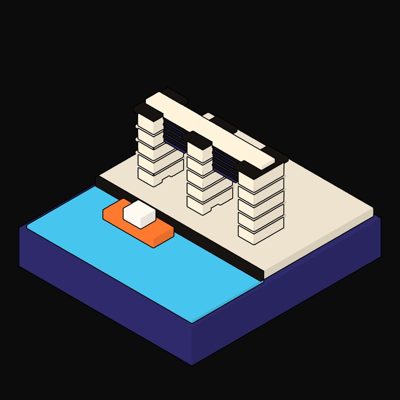 Board-Marked Weir Gate with a Lifting Barrier Animated Icon - animated icon from Neo Brutalist Scenes Motion Icons
