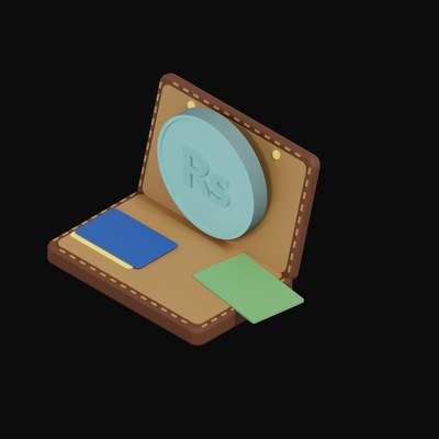 Pakistani Rupee Floating Over a Wallet - 3D icon from Crypto & Currency Wallet Float