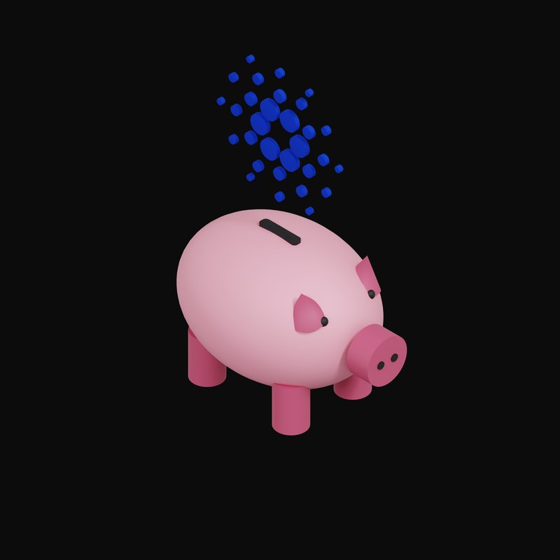 Cardano Floating Over a Piggy Bank - 3D icon from Crypto & Currency Piggy Bank Float