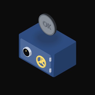 OKB Floating Over a Safe - animated icon from Crypto & Currency Safe Float
