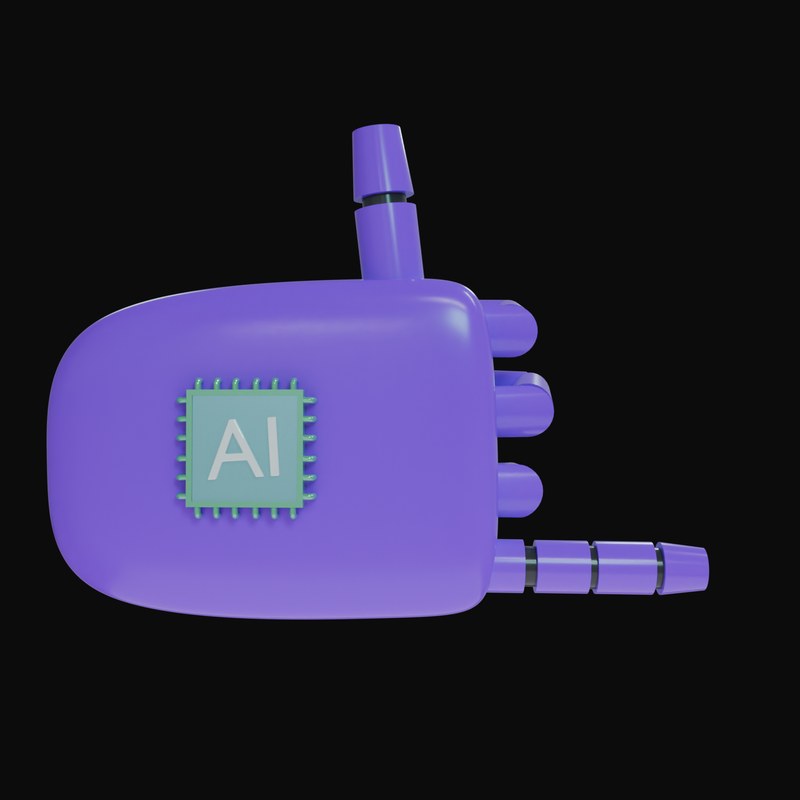 Violet Rock On Robot Hand 3D Icon - 3D icon from Robot Hand Gestures 3D Icons