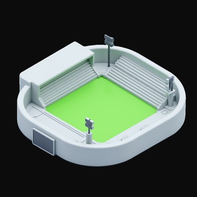 Green Pitch Football Stadium - 3D icon from World Cup Football Season