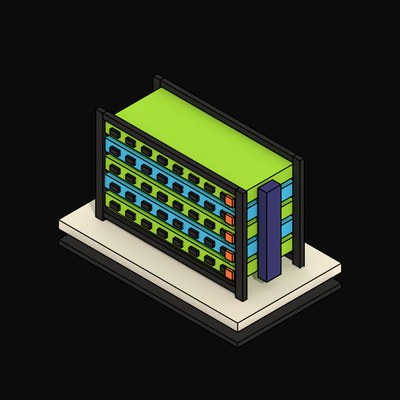 Lime Battery Array on an Open Frame - 3D icon from Neo Brutalist AI Hardware