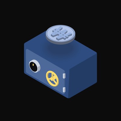Korean Won Floating Over a Safe (Back) - animated icon from Crypto & Currency Safe Float