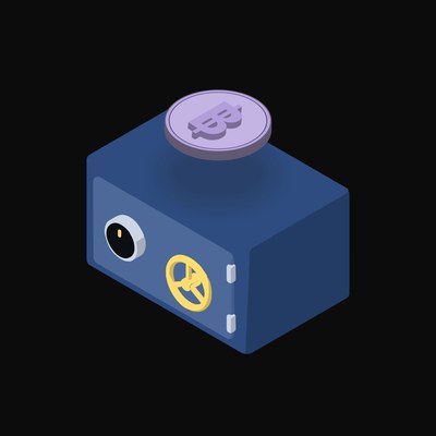 Thai Baht Floating Over a Safe (Back) - animated icon from Crypto & Currency Safe Float