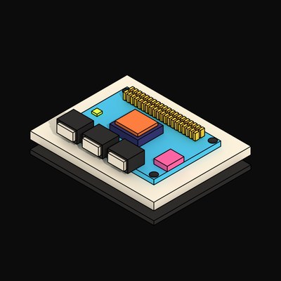 Cyan Developer Board with a Pin Header - 3D icon from Neo Brutalist AI Hardware