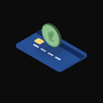 Costa Rican Colon Floating Over a Credit Card - animated icon from Crypto & Currency Credit Card Float