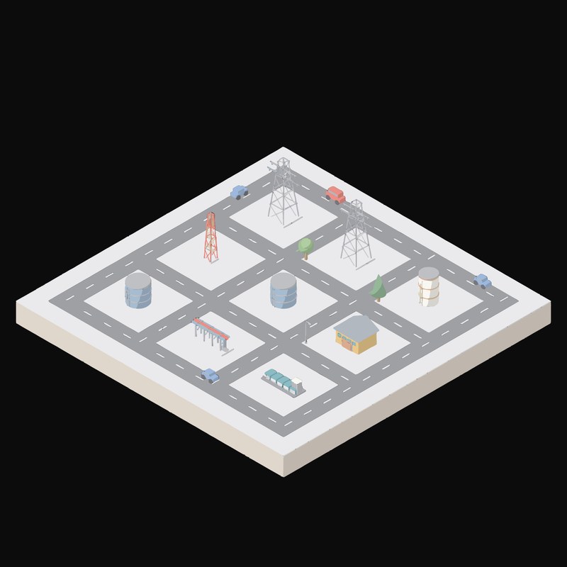 Substation Switchyard - illustration from Isometric AI Infrastructure Scene Icons