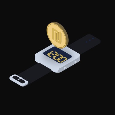 Israeli Shekel Floating Over a Watch - illustration from Crypto & Currency Watch Float