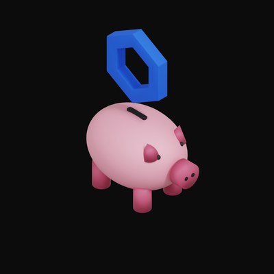Chainlink Floating Over a Piggy Bank - 3D icon from Crypto & Currency Piggy Bank Float