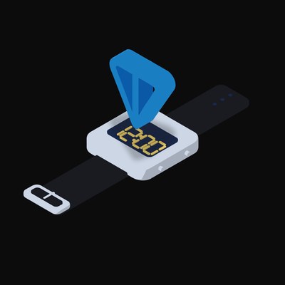 Toncoin Floating Over a Watch - illustration from Crypto & Currency Watch Float