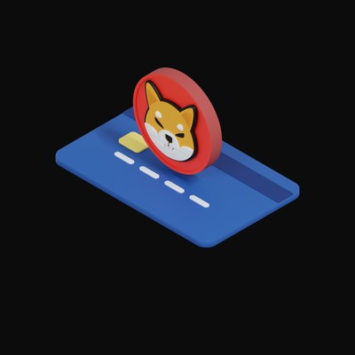 Shiba Inu Floating Over a Credit Card - 3D icon from Crypto & Currency Credit Card Float