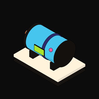 Cyan Liquid Cooled Pod with Quick Disconnects - illustration from Neo Brutalist AI Hardware Icons