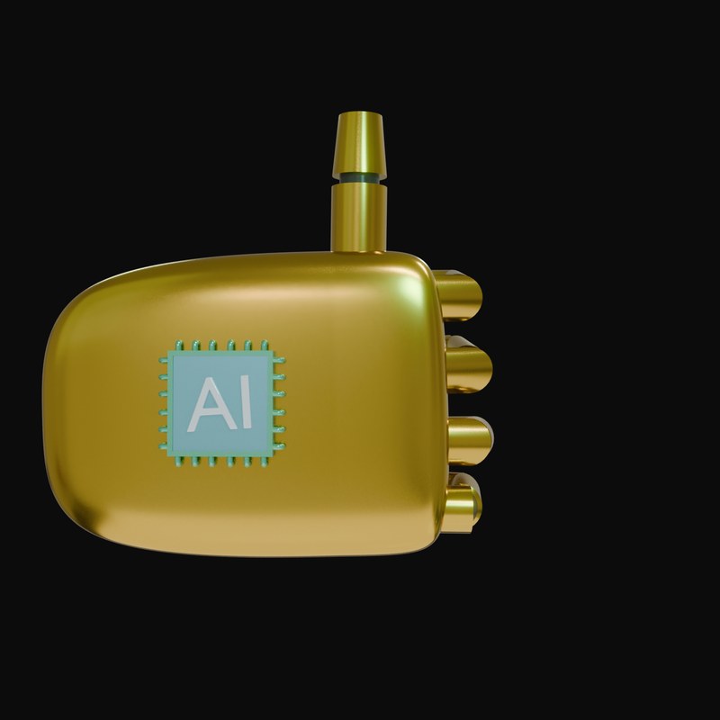 Gold Thumbs Up Robot Hand 3D Icon - 3D icon from Robot Hand Gestures 3D Icons