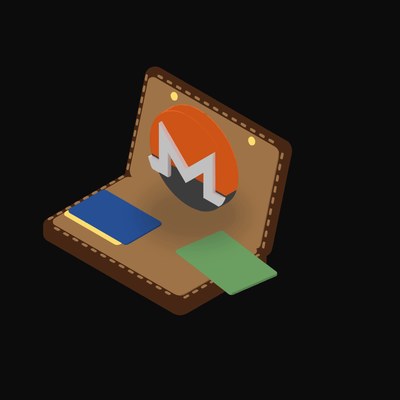 Monero Floating Over a Wallet - illustration from Crypto & Currency Wallet Float