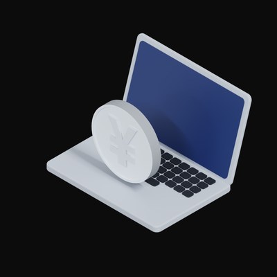 Japanese Yen Floating Over a Laptop - 3D icon from Crypto & Currency Laptop Float
