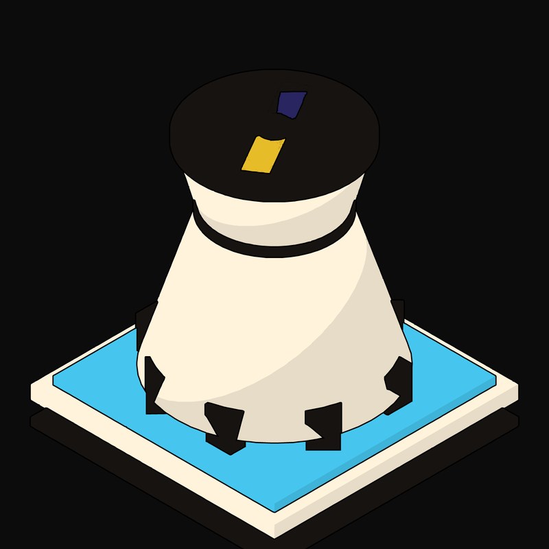 Cream Cooling Tower with a Yellow Fan Deck - illustration from Neo Brutalist AI Hardware Icons