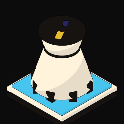 Cream Cooling Tower with a Yellow Fan Deck - illustration from Neo Brutalist AI Hardware Icons