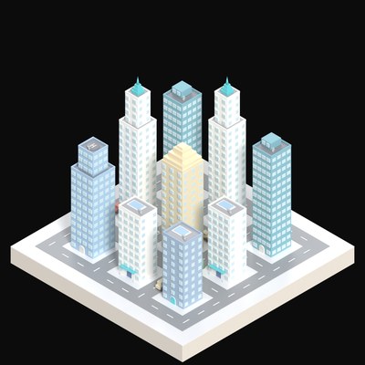 Glass Tower Quarter - 3D icon from City Scenes
