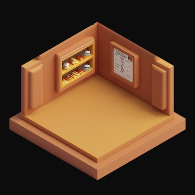 Brown Bakery with a Bread Display Counter - 3D icon from Isometric Clay Room Scenes