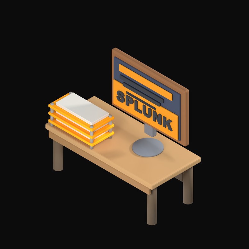 Splunk Log Search on a Desk Monitor - 3D icon from Isometric Developer Stack Desks 3D Icons