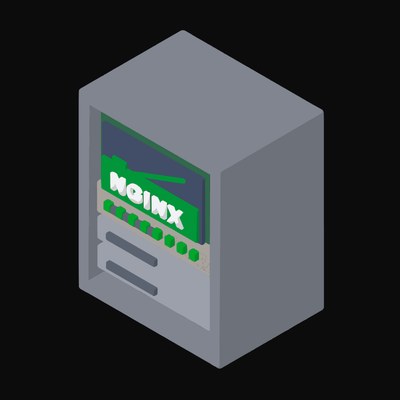 Nginx Request Fan on a Server Rack - illustration from Isometric Developer Stack Desks Icons