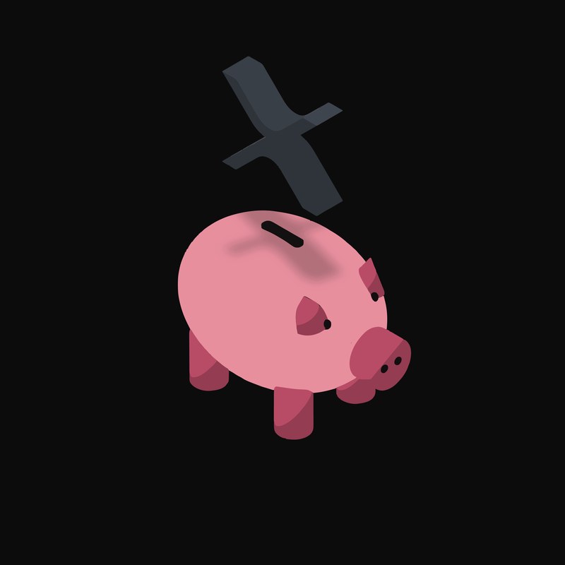 XRP Floating Over a Piggy Bank - animated icon from Crypto & Currency Piggy Bank Float