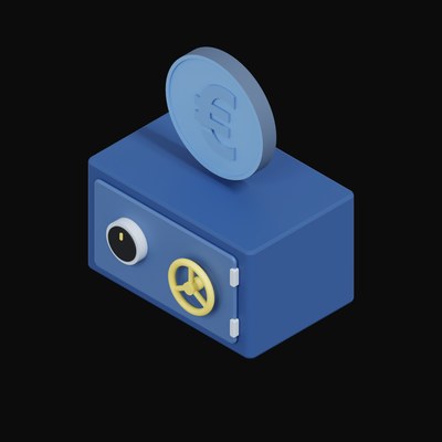 Euro Floating Over a Safe - 3D icon from Crypto & Currency Safe Float