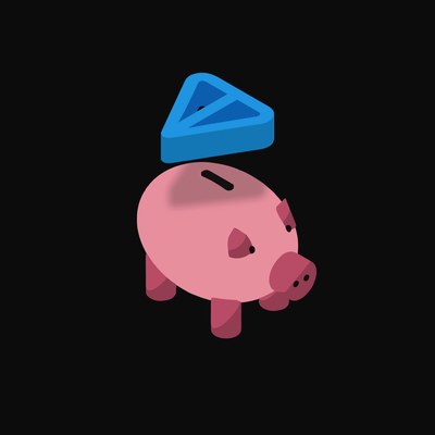 Toncoin Floating Over a Piggy Bank (Back) - animated icon from Crypto & Currency Piggy Bank Float