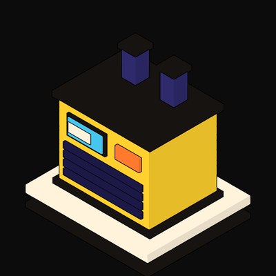 Yellow Uninterruptible Power Supply with Battery Trays - illustration from Neo Brutalist AI Hardware Icons