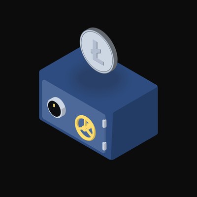 Litecoin Floating Over a Safe - animated icon from Crypto & Currency Safe Float