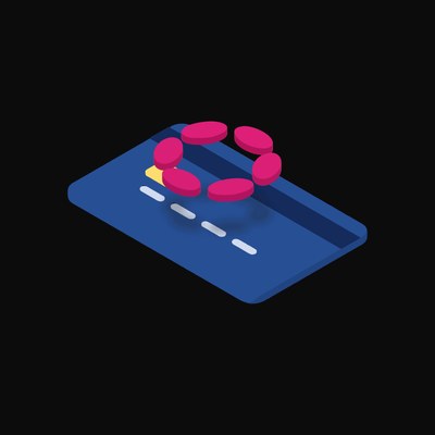 Polkadot Floating Over a Credit Card (Back) - animated icon from Crypto & Currency Credit Card Float