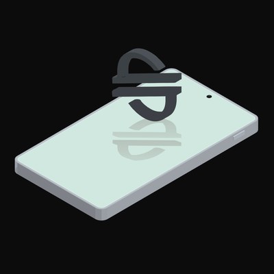 Phone Stellar Floating - animated icon from Crypto and World Currency Phone Float