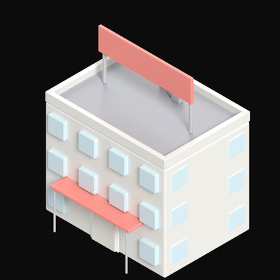City Block with Billboard - 3D icon from Clay Buildings & Cottages