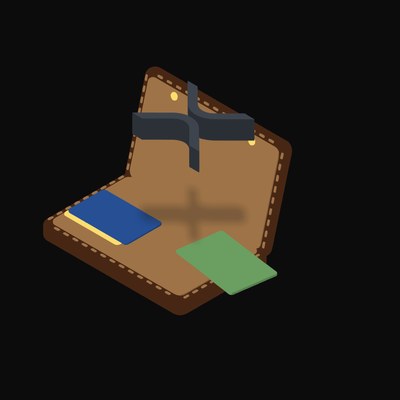 XRP Floating Over a Wallet (Back) - illustration from Crypto & Currency Wallet Float