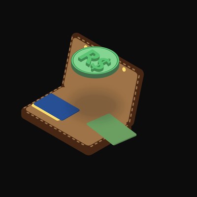 Brazilian Real Floating Over a Wallet (Back) - illustration from Crypto & Currency Wallet Float