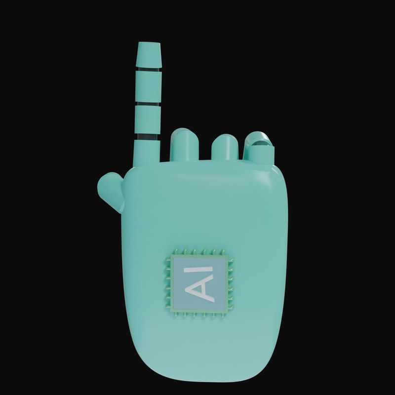 Turquoise Pointing Up Robot Hand 3D Icon - 3D icon from Robot Hand Gestures 3D Icons