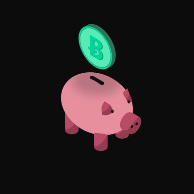 Bitcoin Cash Floating Over a Piggy Bank - animated icon from Crypto & Currency Piggy Bank Float