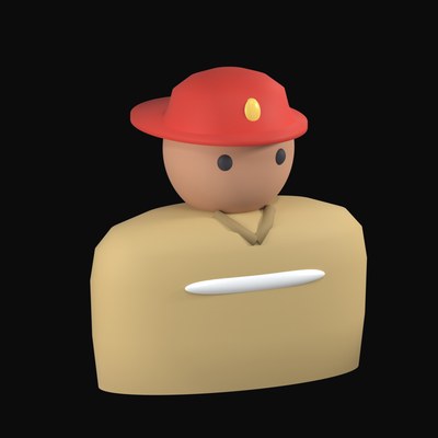 Firefighter in a Red Helmet and Tan Turnout Coat - 3D icon from People and Profession Avatars 3D Icons