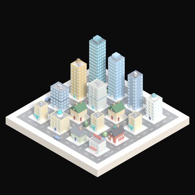 Wide Avenue Block - 3D icon from City Scenes