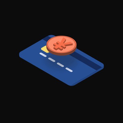 Chinese Yuan Floating Over a Credit Card (Back) - animated icon from Crypto & Currency Credit Card Float