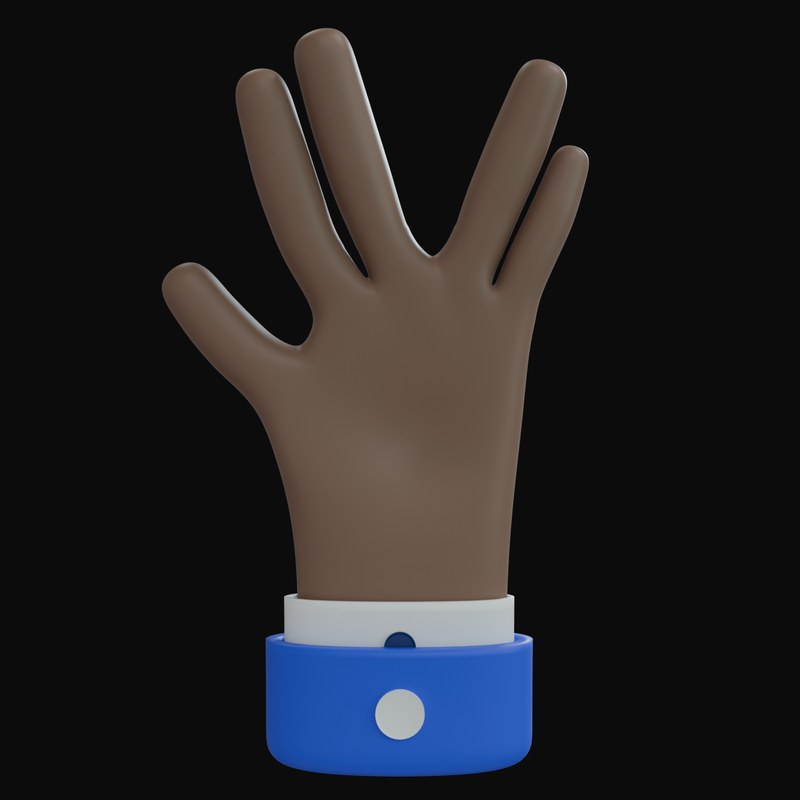 Brown Split Finger Salute Business Hand 3D Icon - 3D icon from Business Hand Gestures 3D Icons