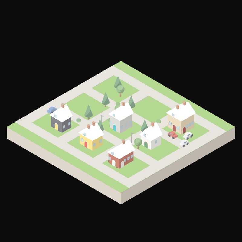 Cottages by the Orchard - illustration from Isometric City Scene Illustrations