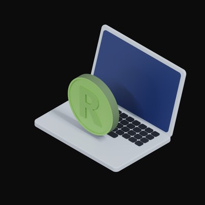 South African Rand Floating Over a Laptop - 3D icon from Crypto & Currency Laptop Float