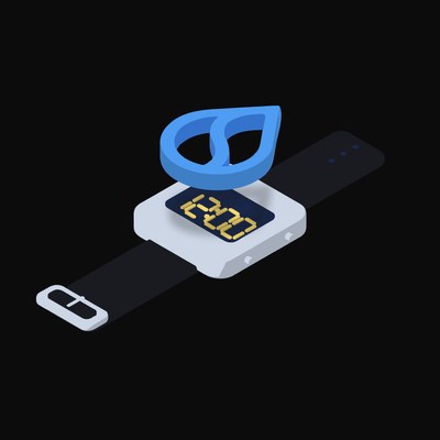 Sui Floating Over a Watch (Back) - illustration from Crypto & Currency Watch Float