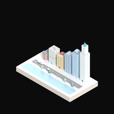 Waterfront Skyline - 3D icon from City Scenes