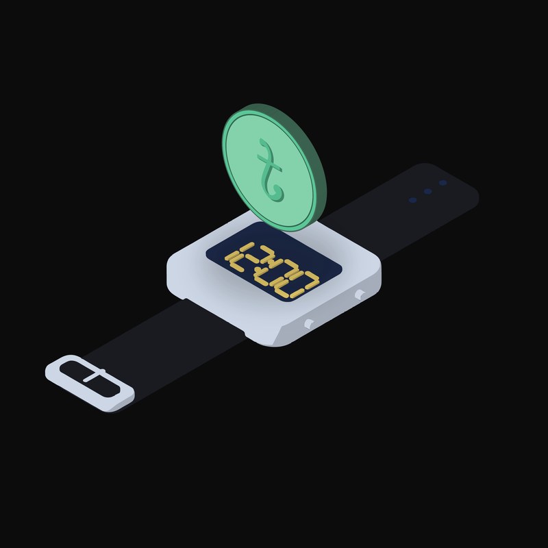 Bangladeshi Taka Floating Over a Watch - illustration from Crypto & Currency Watch Float