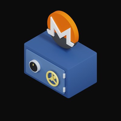 Monero Floating Over a Safe - 3D icon from Crypto & Currency Safe Float