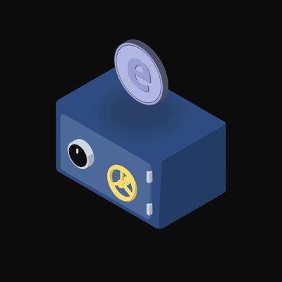 Ethena USDe Floating Over a Safe - animated icon from Crypto & Currency Safe Float