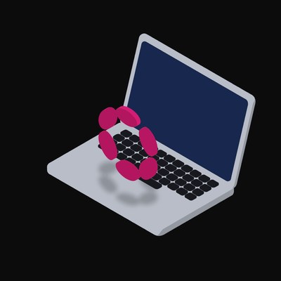 Polkadot Floating Over a Laptop - illustration from Crypto & Currency Laptop Float